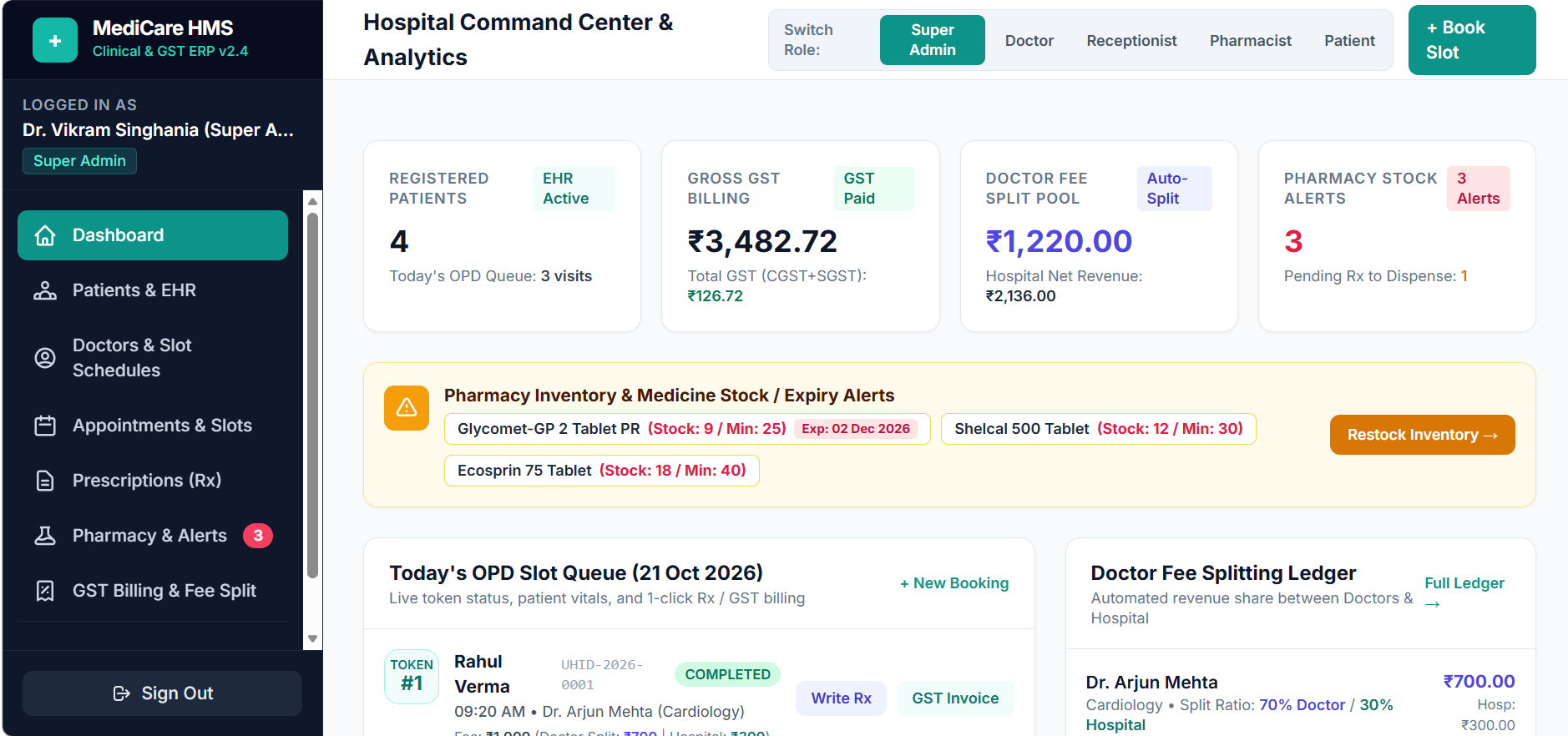 Hospital Management System with Doctor Appointment & Billing
